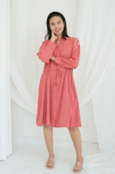 MAMA HAMIL joy Dress Baju Hamil Menyusui Full Kancing Polos Simple Katun Adem   DRO 1009 1  large